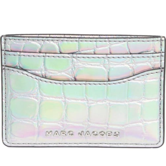 Marc Jacobs Handbags - Marc Jacobs Silver holographic crocodile leather card case, NWT